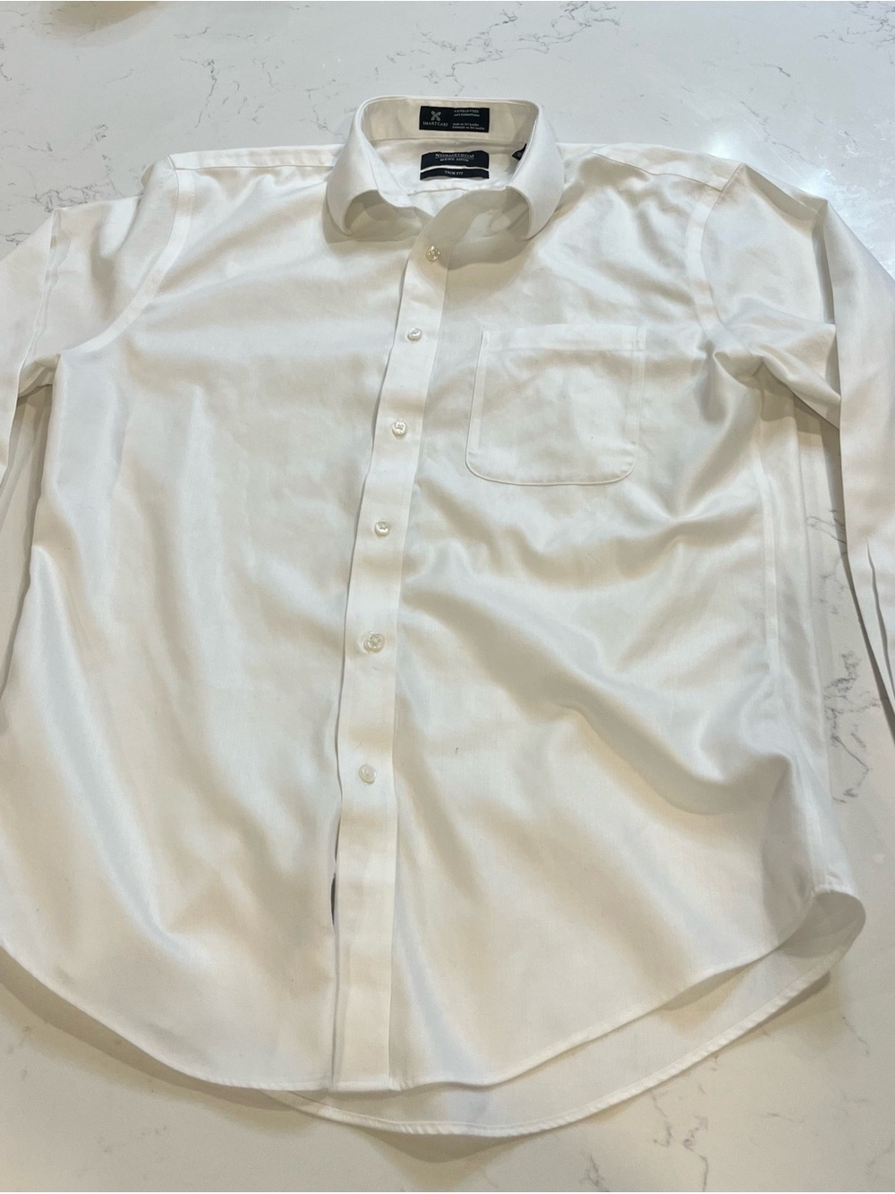 Nordstrom White Long-Sleeve Dress Shirt with Chest Pocket